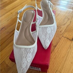 Kelly & Katie Cream Lace Bridal Heels